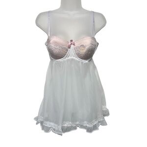 Black Fushia Women's Lace Babydoll Lingerie Top